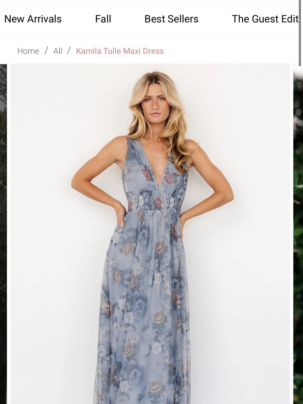 Baltic Born Kamila Floral Tulle Maxi Dress – Dusty Blue